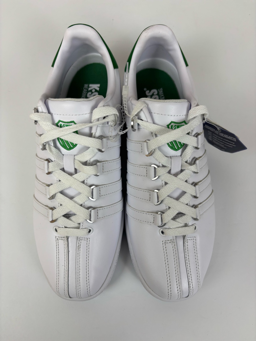 K-Swiss Classic VN Leather Sneakers Low Profile Iconic White Green Mens Size 9.5